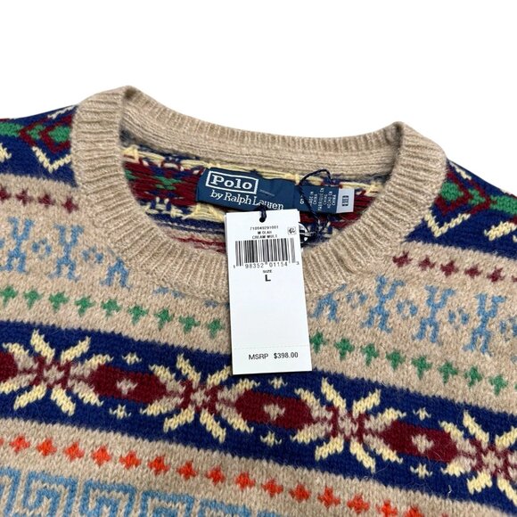 Polo Ralph Lauren Fair Isle Jacquard Wool Alpaca Holiday Sweater Sportsman L - Picture 5 of 13
